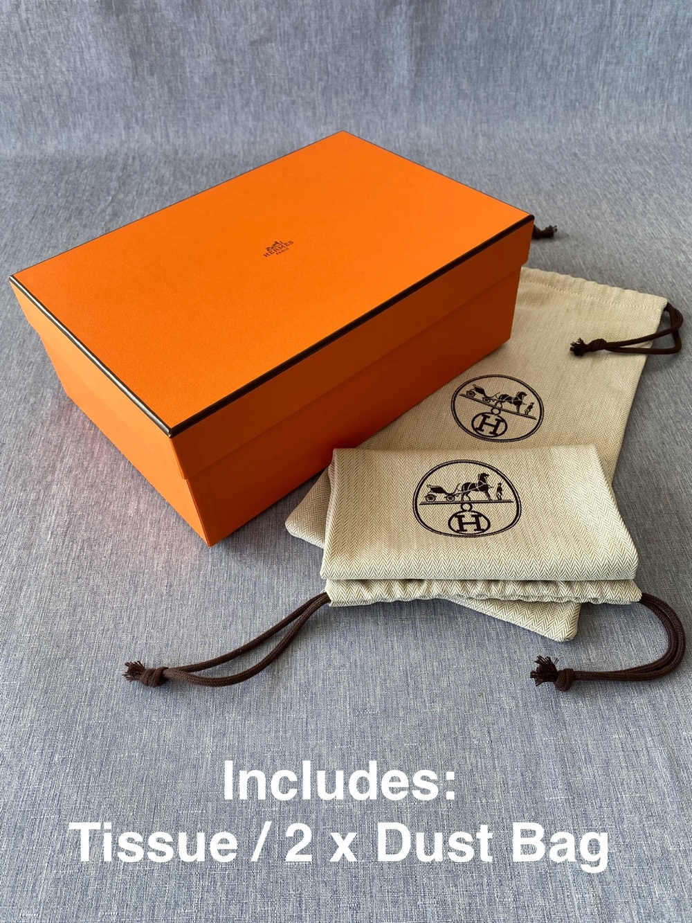 Authentic Hermes | Full Gift Box Set - 2 Dust Bags Tissue Gift Decor Storage